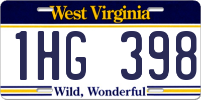 WV license plate 1HG398