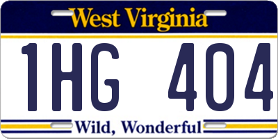 WV license plate 1HG404