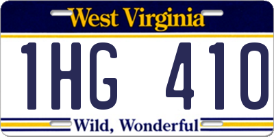 WV license plate 1HG410
