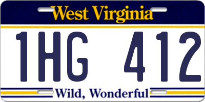 WV license plate 1HG412