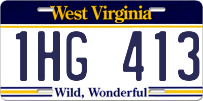 WV license plate 1HG413