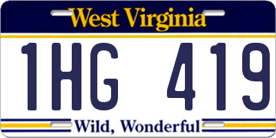 WV license plate 1HG419