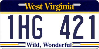 WV license plate 1HG421