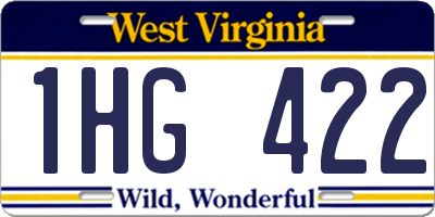 WV license plate 1HG422