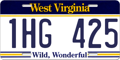 WV license plate 1HG425