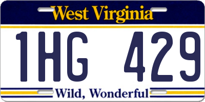 WV license plate 1HG429