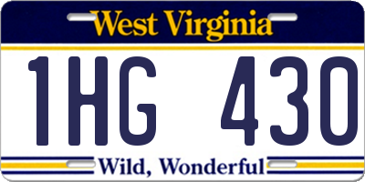 WV license plate 1HG430