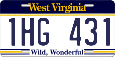 WV license plate 1HG431
