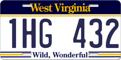 WV license plate 1HG432
