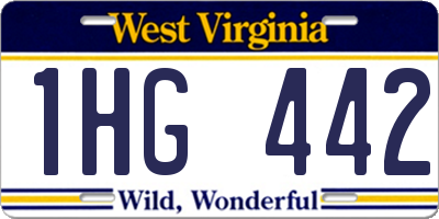WV license plate 1HG442
