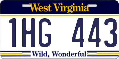 WV license plate 1HG443