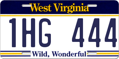 WV license plate 1HG444