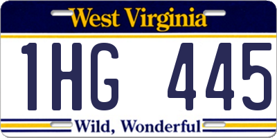 WV license plate 1HG445