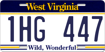 WV license plate 1HG447