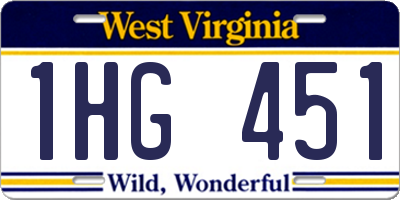 WV license plate 1HG451