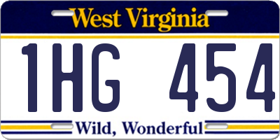 WV license plate 1HG454