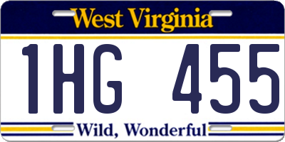 WV license plate 1HG455