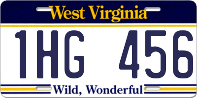 WV license plate 1HG456