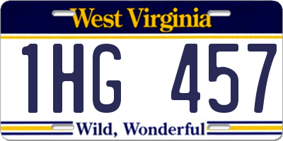 WV license plate 1HG457