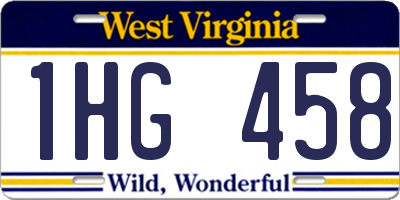 WV license plate 1HG458