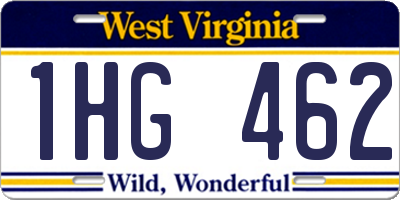 WV license plate 1HG462