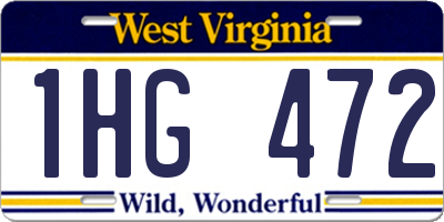 WV license plate 1HG472