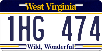WV license plate 1HG474