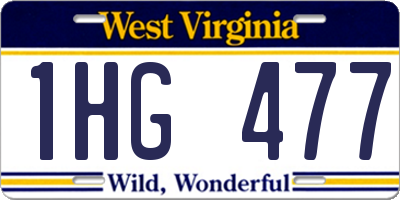 WV license plate 1HG477