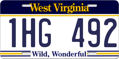 WV license plate 1HG492