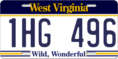 WV license plate 1HG496