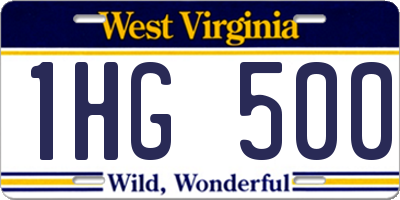 WV license plate 1HG500
