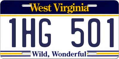 WV license plate 1HG501
