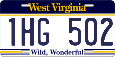 WV license plate 1HG502