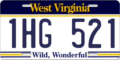 WV license plate 1HG521