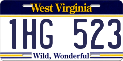 WV license plate 1HG523