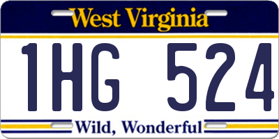 WV license plate 1HG524