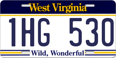 WV license plate 1HG530