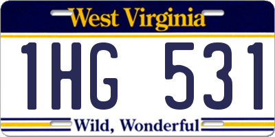 WV license plate 1HG531