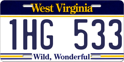 WV license plate 1HG533