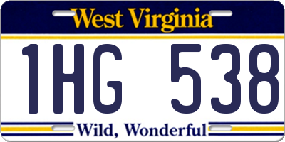 WV license plate 1HG538