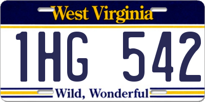 WV license plate 1HG542