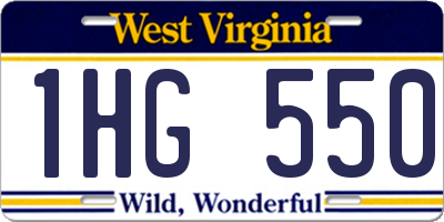 WV license plate 1HG550