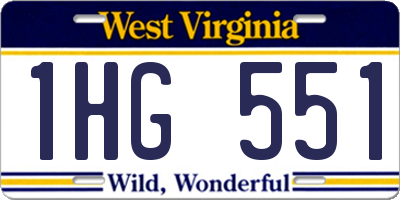 WV license plate 1HG551