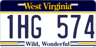 WV license plate 1HG574