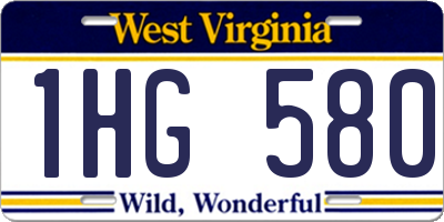 WV license plate 1HG580