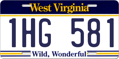 WV license plate 1HG581