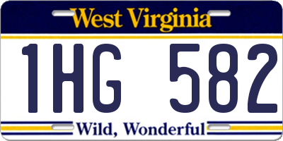 WV license plate 1HG582