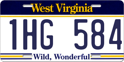 WV license plate 1HG584