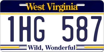 WV license plate 1HG587