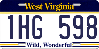 WV license plate 1HG598